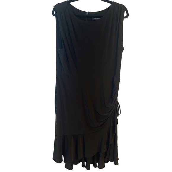 Lane Bryant Dresses & Skirts - Lane Bryant Sleeveless Rouched Tie Ruffle Hem Black Dress Women’s Size 14/16 NWT